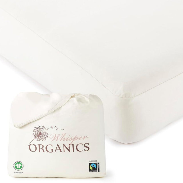 Organic Waterproof Mattress Protector Queen Size - 100% Waterproof Mattress Pad with Quiet & Breathable Triple Layer Protection - Fairtrade & GOTS Certified Durable Machine Washable Design (Queen)