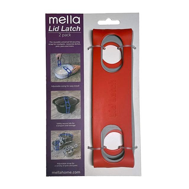 Lid Latch the reusable universal lid securing strap for crockpots, casserole dishes, pots, pans and more. Make it easy to transport your favorite dishes with one simple strap. (Retail Red/Grey)