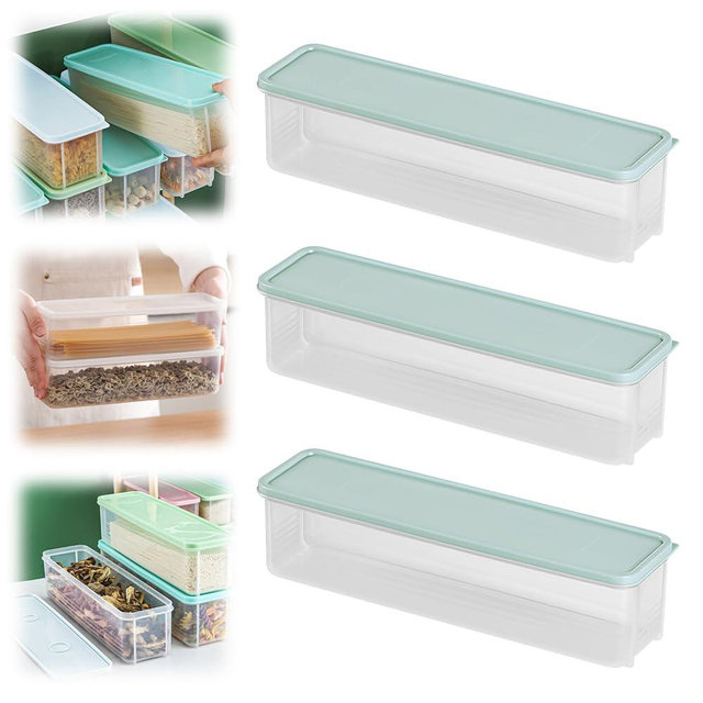 Storage & Crisper Boxes, 2025 New Durable Food Storage Containers, Stackable Refrigerator Organizer for Kitchen, Airtight Food Box with Lids, Fresh-Keeping Container Suitable (Blue, 3pcs)