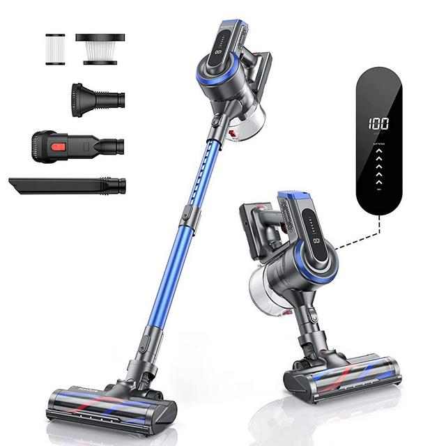 Cordless Vacuum Cleaner 400W 33000PA Stick Vacuum with Touch Screen 55min Runtime Battery Handheld Vacuum Lightweight Powerful Cordless Stick Vacuum for Hardwood Floors,Carpets,Pet Hair HONITURE S12