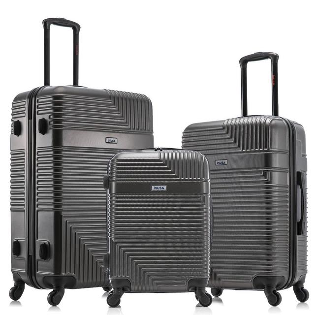 InUSA Resilience Lightweight Hardside Checked Spinner Luggage Set 3pc - Black