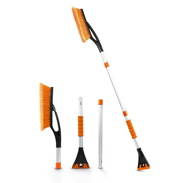 EcoNour 43" Ice Scrapers for Car Windshield Extendable | 3 Parts Detachable Telescopic Snow Brush for Car, Trucks, SUV | Long Snow Scraper with Brush | Car Winter Accessories