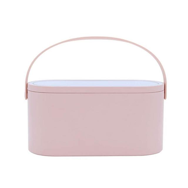 Travel Makeup Case Portable Cosmetic Organizer Storage Box with LED Lighted Mirror Cover Cosmetic Travel Carrying Cases Makeup Bags Jewelry Organizer Xmas Gift for Women