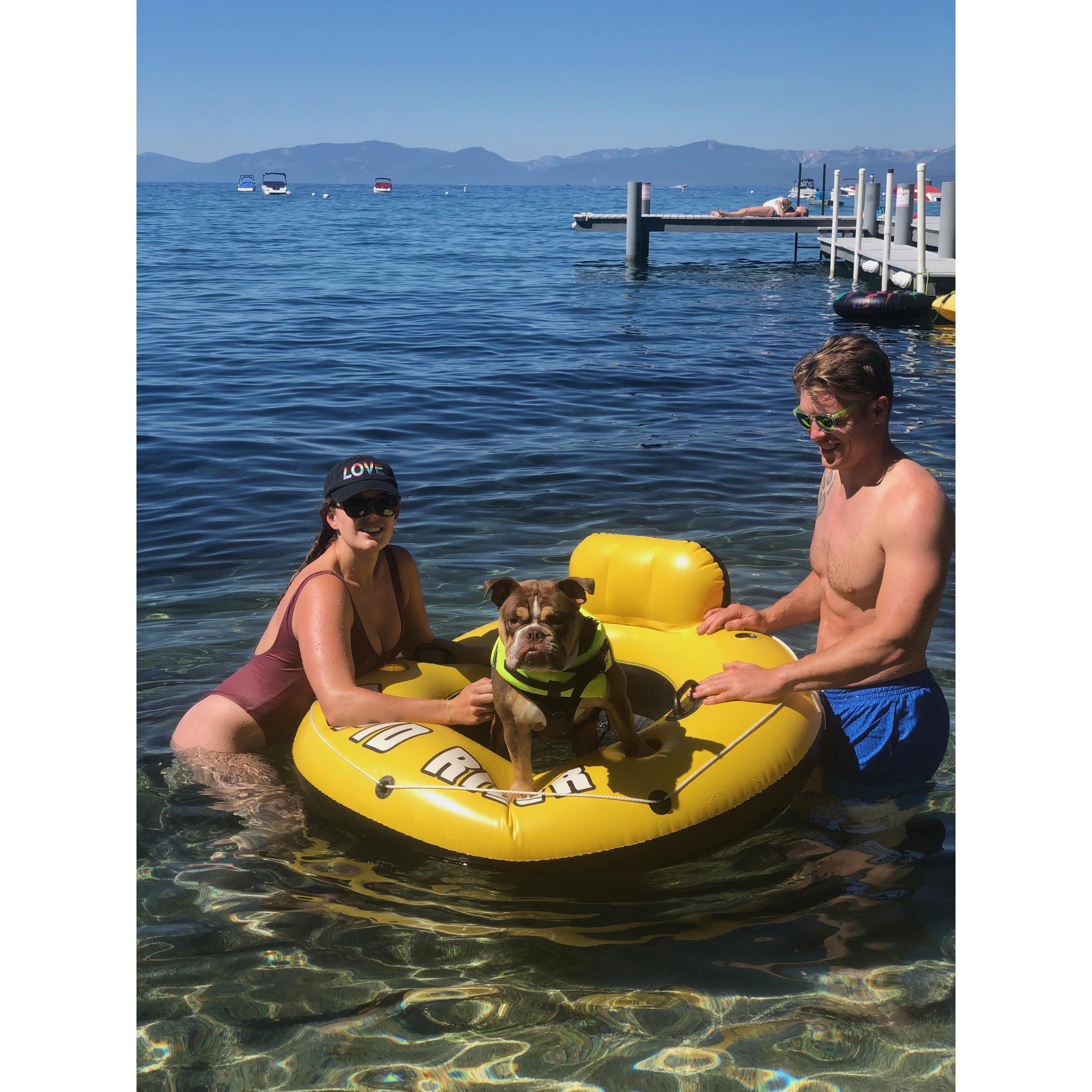 Taking Bacon for a swim at our favorite place where Nick would soon propose! Now this is the location for our wedding ceremony and we couldn't be more excited to share this special place with you.