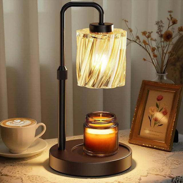 WarmEmbrace Candle Warmer Lamp with Adjustable Height& & Timer Dimmable Light, Gifts for Mom Women, House Warming Gifts New Home Bedroom Decor, Wax Melt Warmer for Jar Candles with 2 Bulbs/Black