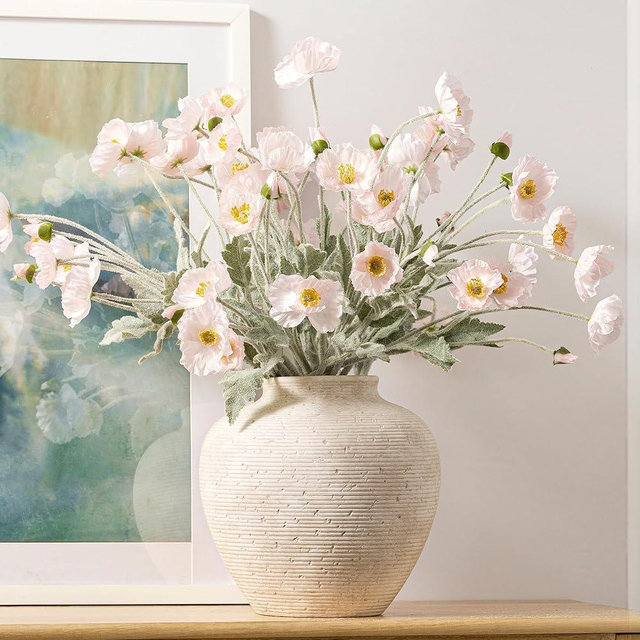 Vanselia Ceramic Flower Vase Home Decor - Large Tall Farmhouse Table Vases Rustic Vintage Living Room Kitchen Bedroom Decorations for House Book Shelf Office Coffee Desk Dining Fireplace (10" Rustic)
