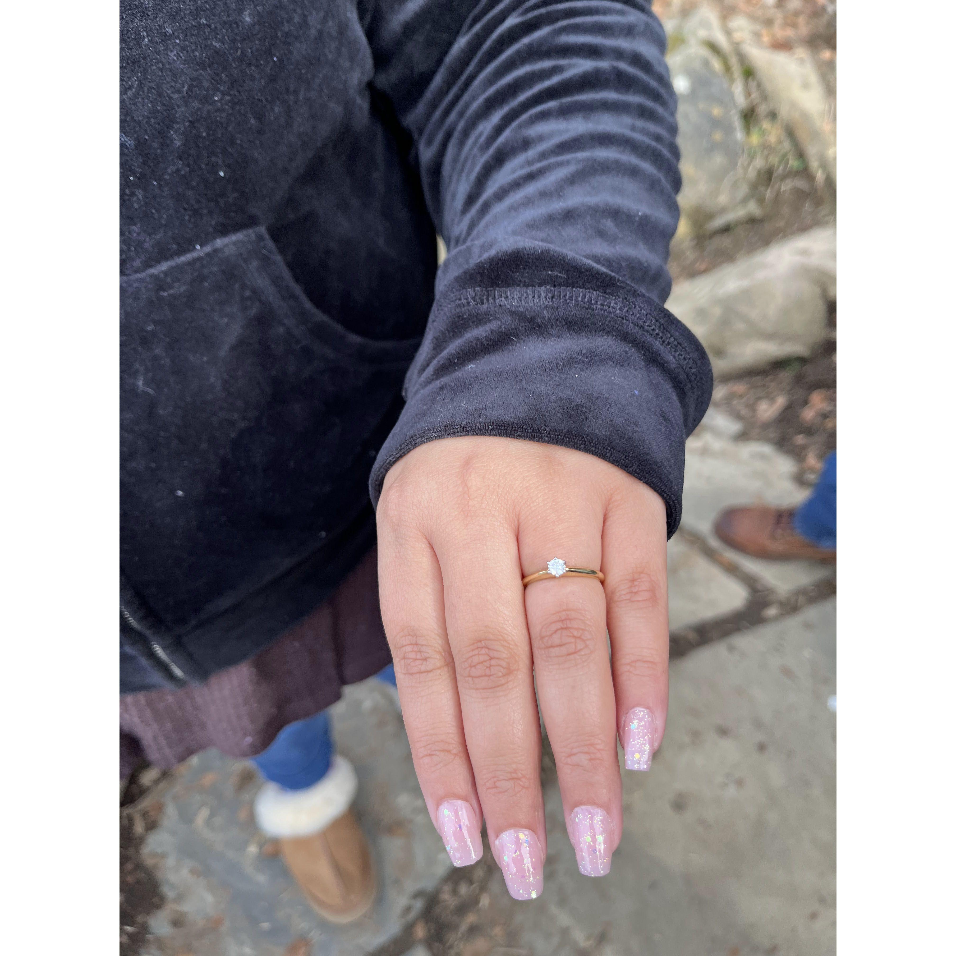 Sarah's engagement ring.