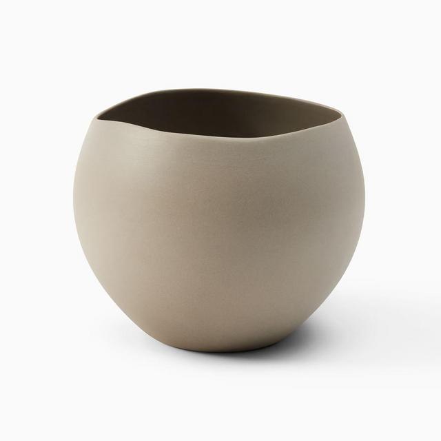 Organic Stoneware Tabletop Planter, Small, 6"D x 5"H, Gray