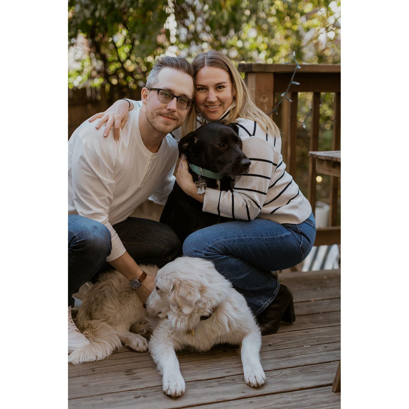 At our home in Greenpoint, Brooklyn with Luna and Abbey