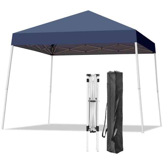 Oneofics Canopy Tent, 10X10 FT Pop Up Canopy Outdoor Instant Tent Slant Legs with Carrying Bag, Portable Gazebo Shelter for Patio Deck Garden and Beach - 8X8 FT Canopy Cover (Dark Blue)