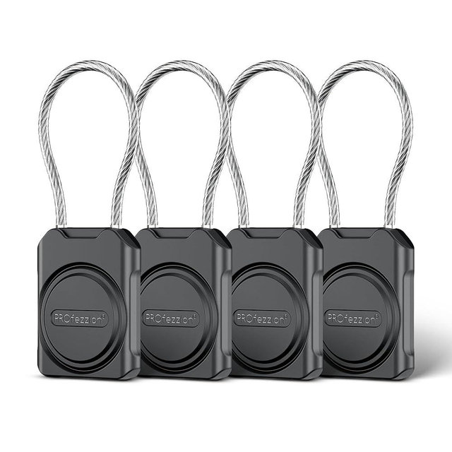PROfezzion 4-Pack Secure Air Tag Holder with Metal Wire Cable for Luggage, IPX8 Waterproof Hard Shell Hidden Air Tag Case with Allen Key Locking System for Travel Suitcase, Backpack, Keys, Pets & More