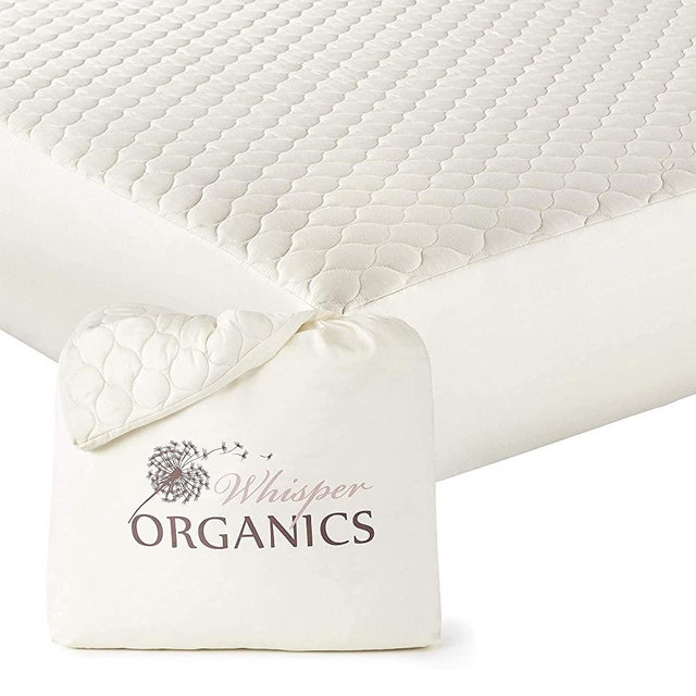 Whisper Organics 100% Organic Cotton Quilted Mattress Cover, 17" Deep - GOTS Certified (King)