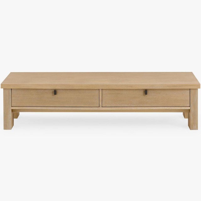 Modern Farmhouse Rectangular 64" Coffee Table, Fog