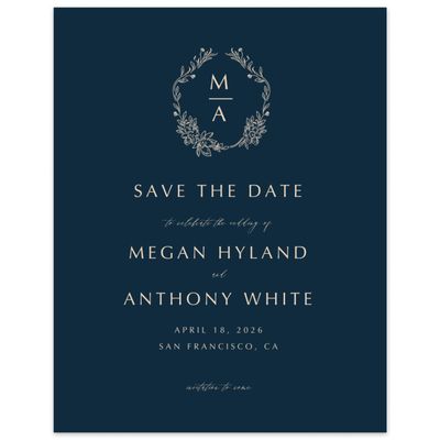 Deepest Teal, Blue Wedding Digital Save the Date - Pasqual Portrait