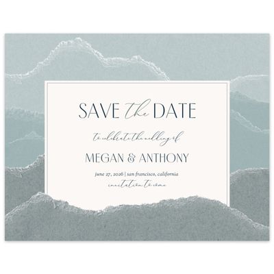 Soft Teal, Blue Wedding Digital Save the Date - Lysander Landscape