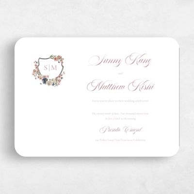 Pink Rounded Wedding Invitation - Windansea Landscape