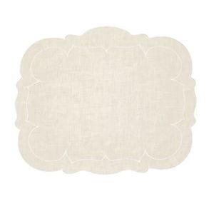 Linho Placemats Scalloped Rectangular Set of 4 - Ivory