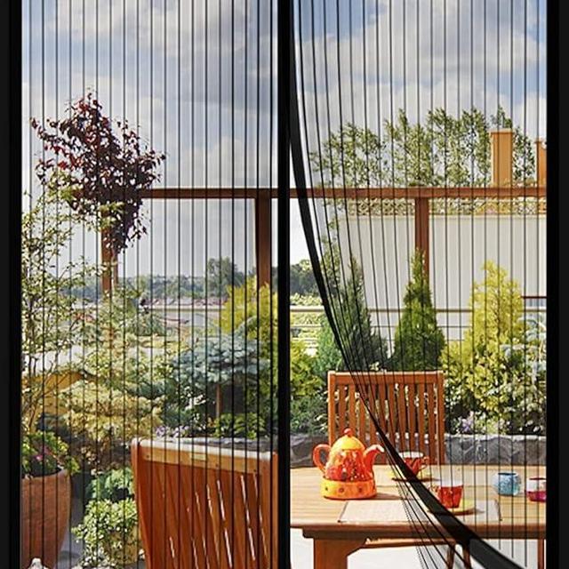 Magnetic Screen Door，Screen Door Mesh，Keep Bugs Out, Heavy-Duty Mesh Curtain,Pet and Kid Friendly, Works with Front Doors, Sliding Doors（32x80 Inch ‎Black