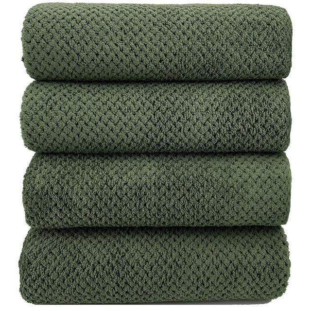 YTYC Towels,29x59 Inches Extra Large Bath Towels for Bathroom Super Soft Quick Dry Light Weight Waffle Microfiber Shower Towels 80% Polyester 20% Nylon (Olive Green,4 Piece)