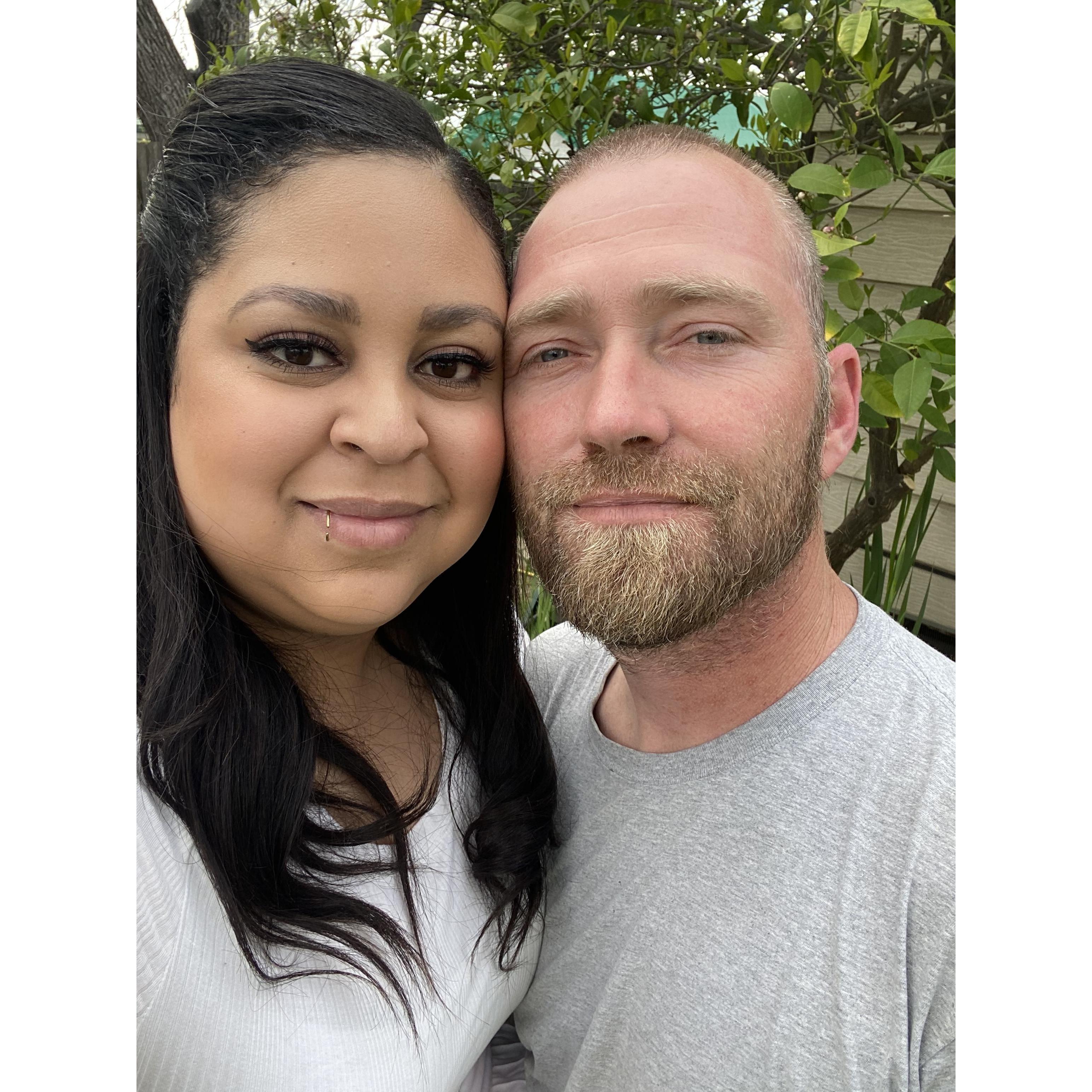 Our first Easter together! Looking sleepy because we had to fill a million eggs for the kids.