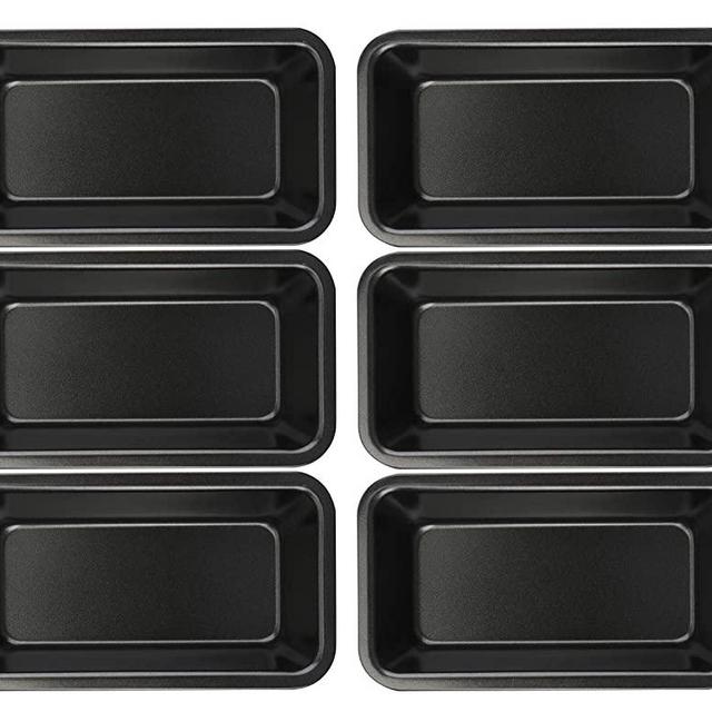 Lawei 6 Piece Non-Stick Mini Loaf Pan - 3.5 x 6 Inch Carbon Steel Bread and Toast Mold