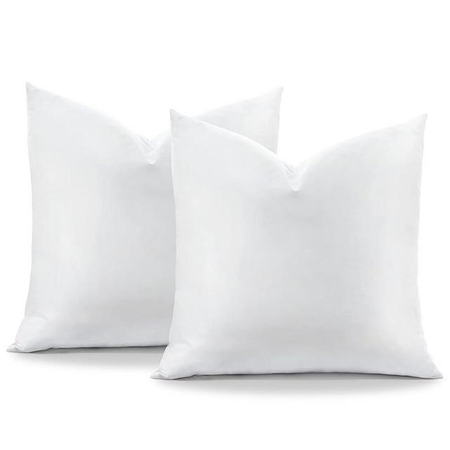 OTOSTAR Pack of 2 Down and Feather Throw Pillow Inserts, 18 x 18 Soft Fluffy Square Pillow Inserts with 100% Cotton Cover Decorative Pillows for Sofa Couch Bed-White