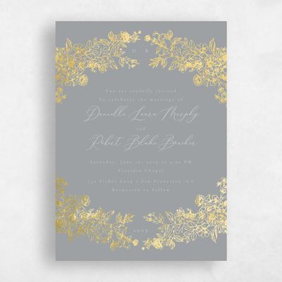 Pewter Gray, Grey Wedding Invitation - Sawyer Portrait Foil
