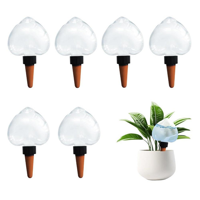 Ansberta Heart-Shaped 7.04oz/200ml Plant Watering Globes - 6 Self Watering Globes for Outdoor ＆ Indoor Plants - Automatic,Slow,Self Watering Spikes Care of Plants Everyday