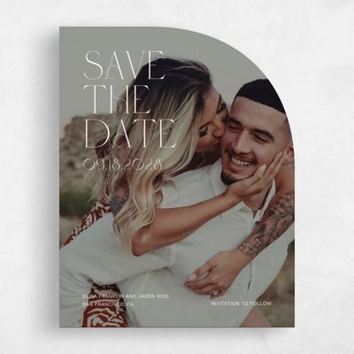 Beige Half arch Wedding Save the Date - Garnet Photo
