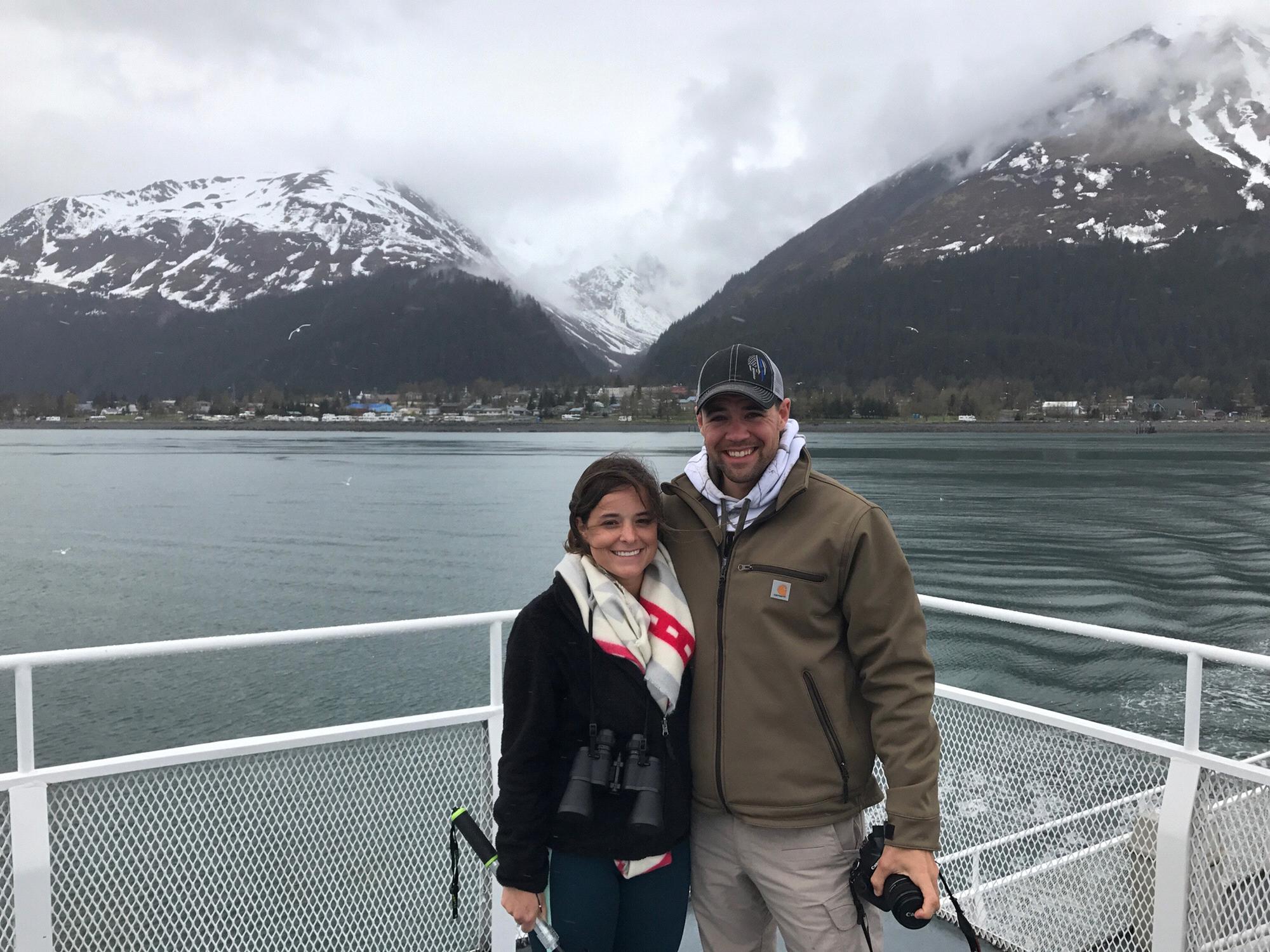 In Alaska on a whale watching tour. We saw killer whales, like a bunch of them!