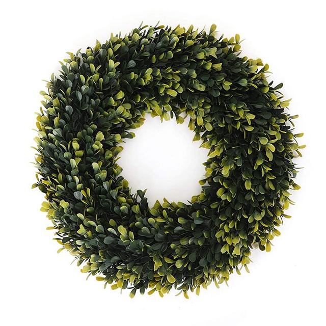 3rd Street Inn Golden Boxwood Wreath - Front Door Wreath - Greenery Wreath - Indoor/Outdoor Wreaths for Front Door - Farmhouse Wreath - Spring Wreath/Summer Wreath/Winter Wreath (19" / LG)