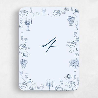 Blue Rounded Wedding Table Number - Elodie