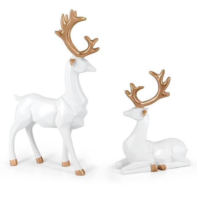 MicoSim Reindeer Ornaments Statue,Reindeer Christmas Decoration,Deer Gifts for Women, Mom Gifts,Deer Decorations Applicable Home, Office,Bookshelf TV Stand, Shelf, Living Roo(Medium, White)