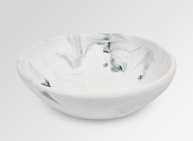 Large Resin Salad Bowl - White Marble Minimal