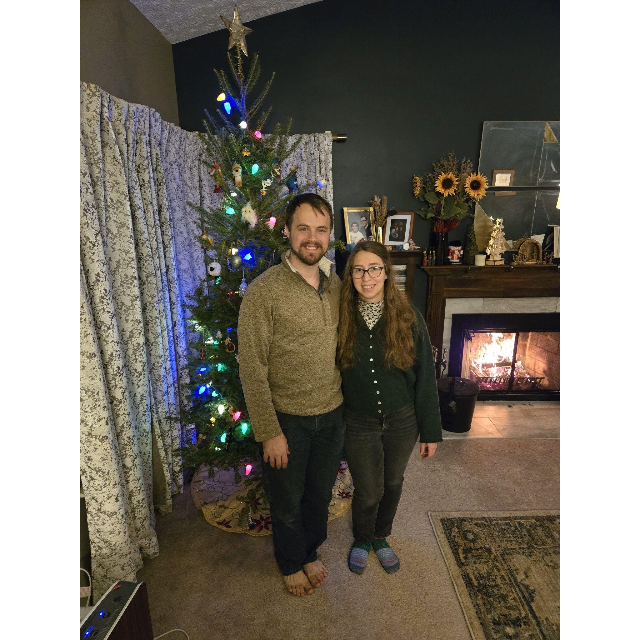 After we cut down and decorated the Christmas tree.