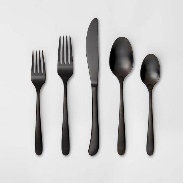 5pc Stainless Steel Kayden Silverware Set Matte Black - Threshold™