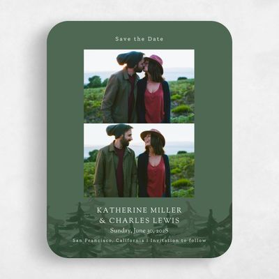 Green Rounded Wedding Save the Date - Camden Classic