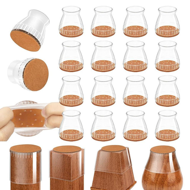 Chair Leg Floor Protectors, 24 Pack Silicone Furniture Pads for Hardwood Floors, Anti-Scratch Furniture Sliders Felt Pads, Noise-Reducing Chair Feet Covers, Table Legs Fit Sizes to(1.3" to 1.97")