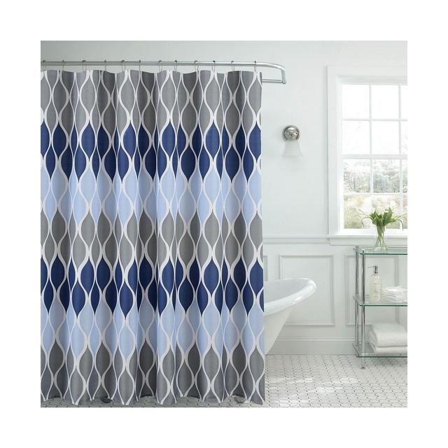 Clarisse Faux Linen Textured Shower Curtain with Hooks Set, 13 Piece