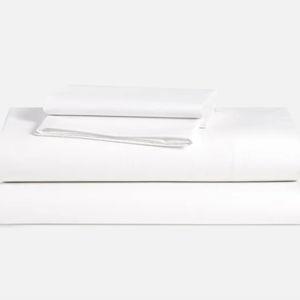 Brooklinen Classic Percale Core Sheet Set (Queen, Solid White)