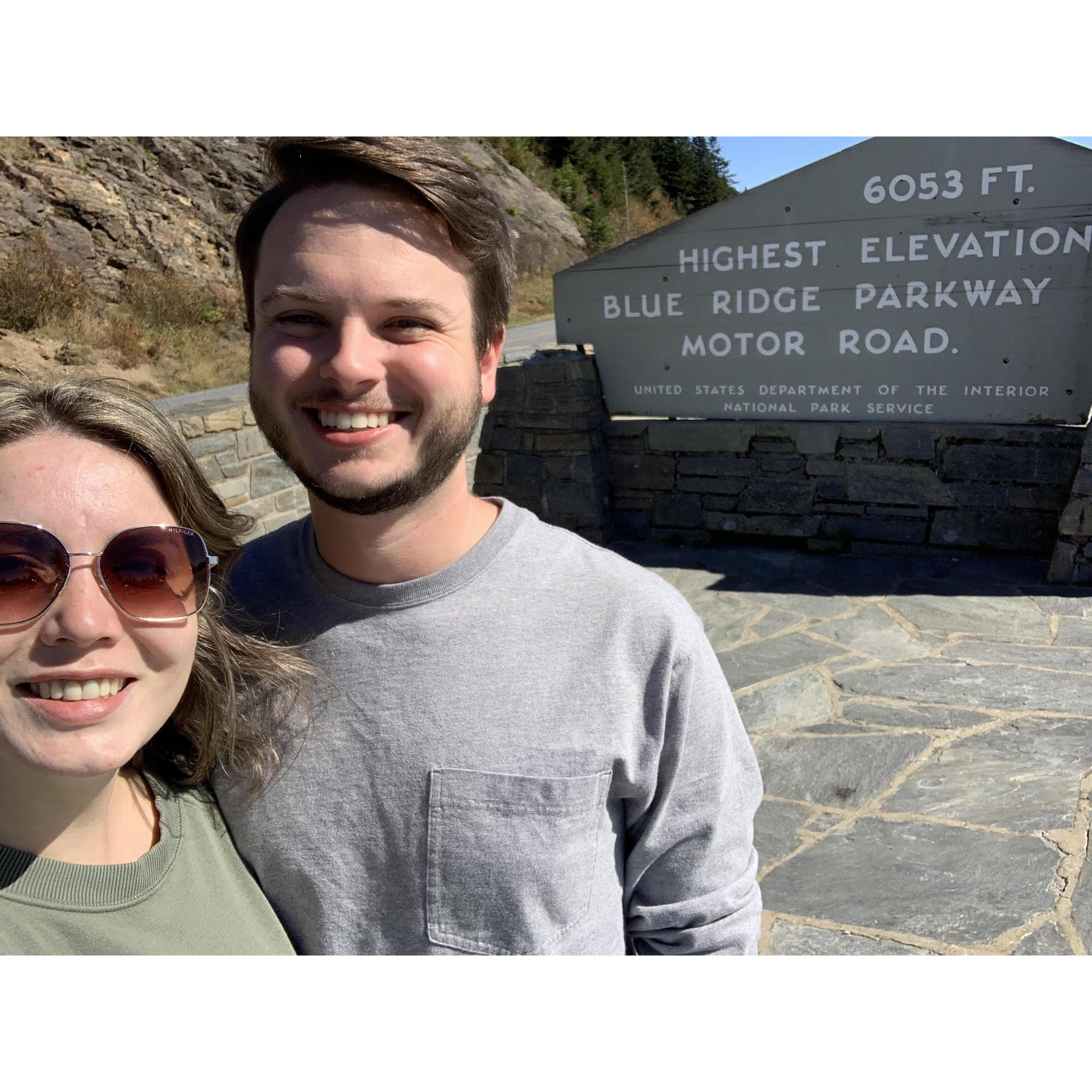 Making the most of being stuck on the Blue Ridge Parkway. Beautiful views, but you can never leave...