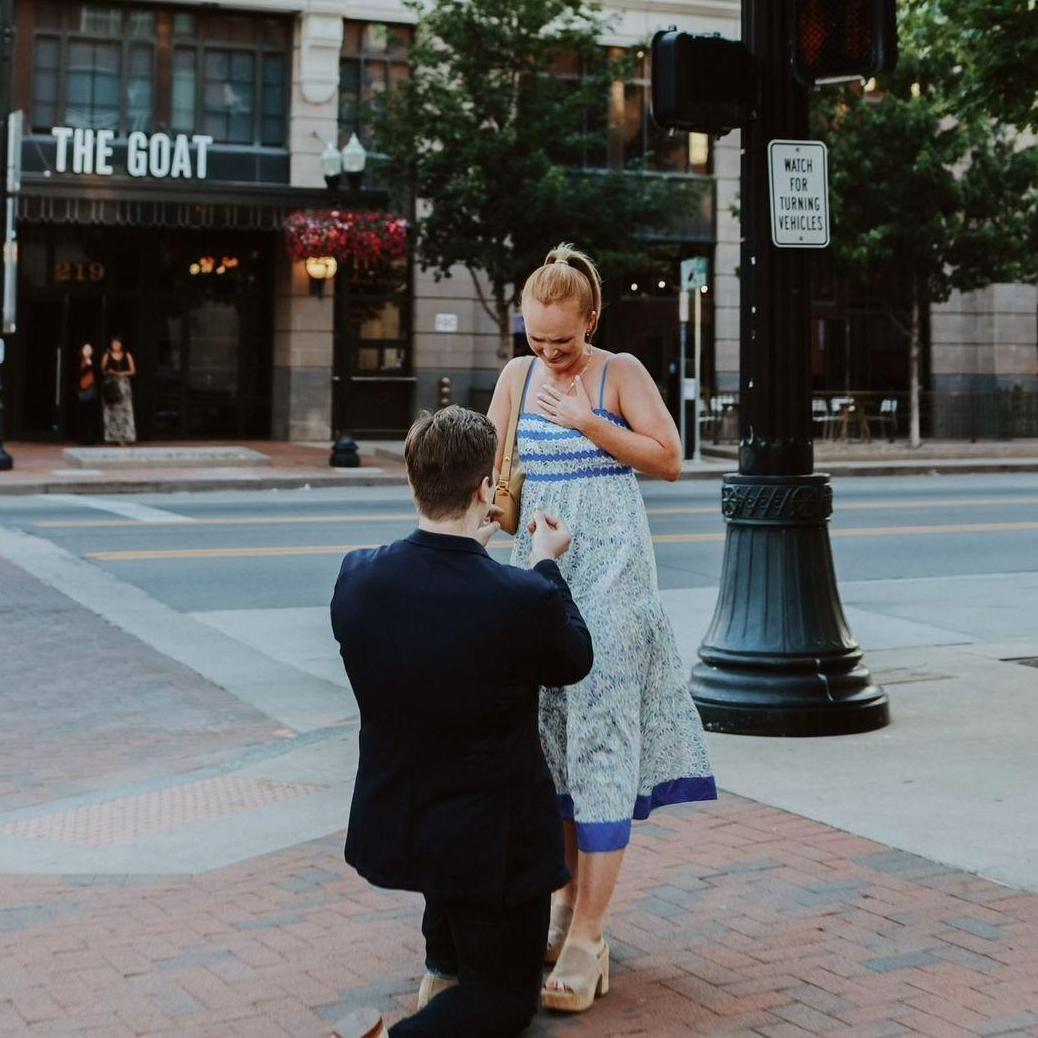 The corner where Curtis popped the question- back where it all began!