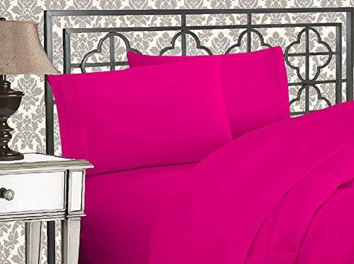 Elegant Comfort 1500 Thread Count Wrinkle & Fade Resistant Egyptian Quality Ultra Soft Luxurious 4-Piece Bed Sheet Set with Deep Pockets, Queen Pink