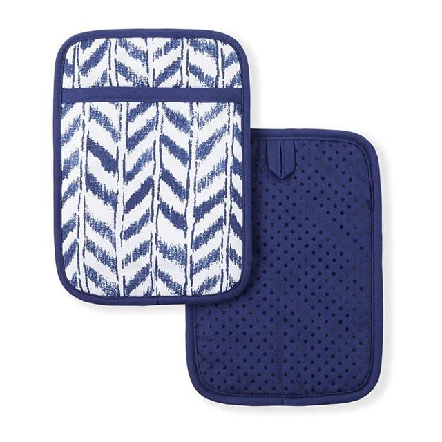Tommy Bahama Maui Herringbone Pot Mitt Set, Navy 2 Count