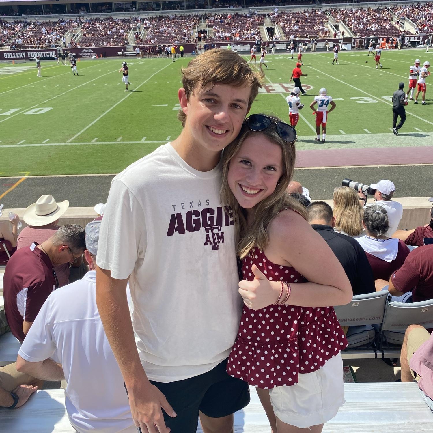 Carter and Rachel's first Aggie football game!