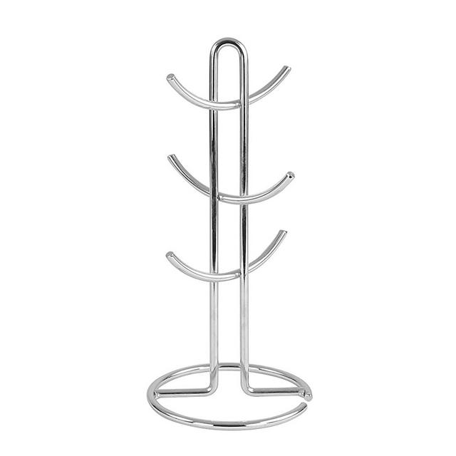Spectrum Diversified Euro 6 Holder, Countertop Mug Tree, Mugs & Tea Cup Storage Rack, Coffee Counter Bar Accessory & Kitchen Organizer, Small, Chrome