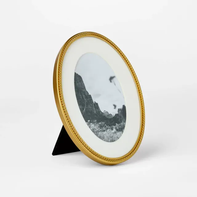 6"x8" Matted to 4"x6" Twisted Metal Oval Picture Frame - Threshold™ designed with Studio McGee