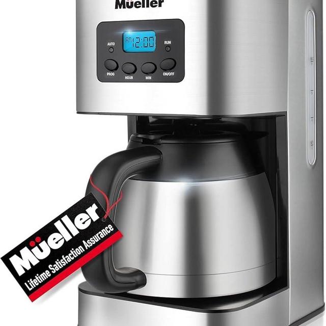 Mueller Ultra Brew Thermal Coffee Maker, 8 cup (34oz) Carafe, Keep Warm, Auto Shut-Off, LCD Display Coffee Machine, Programmable, Delay Brew Function, Stainless Steel