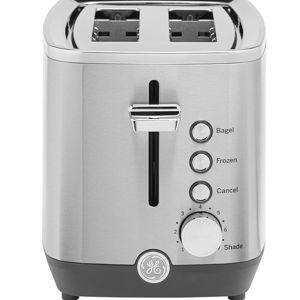 GE 2 Slice Stainless Steel Toaster, Extra Wide Slots for Toasting Bagels, Breads, Waffles & More, 7 Adjustable Shade Settings, Removable Crumb Tray, Countertop Kitchen Essentials, 850 Watts