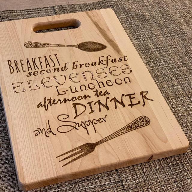 Lord of the Rings - Hobbit Meals - What about Second Breakfast? - J.R.R. Tolkien - Bamboo/Maple/Walnut Cutting Board - Customizable